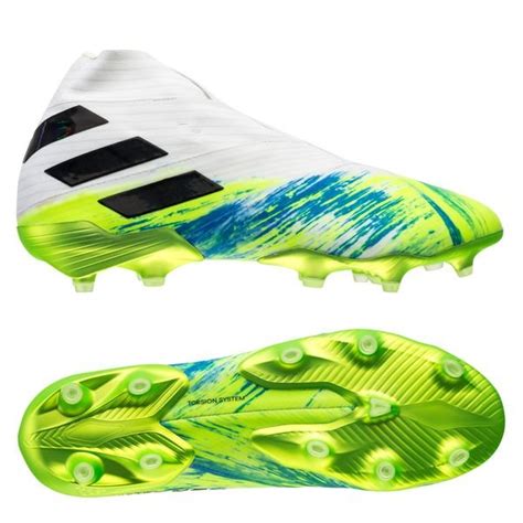 adidas nemeziz 19+ fg/ag uniforia - weiß/schwarz/signal green|A boot with an identity crisis .